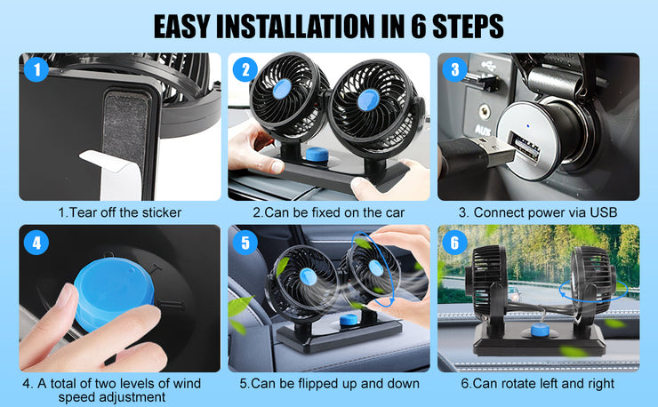 X-Technology  double headed vehicle and USB fan RTC-1106